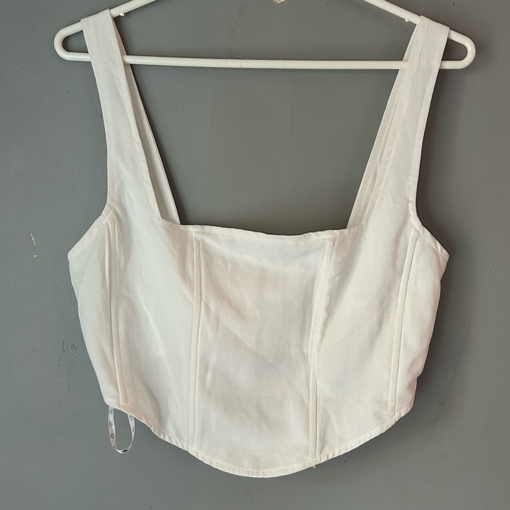 Missguided curved hem corset top. White. Size 8. New with tags.